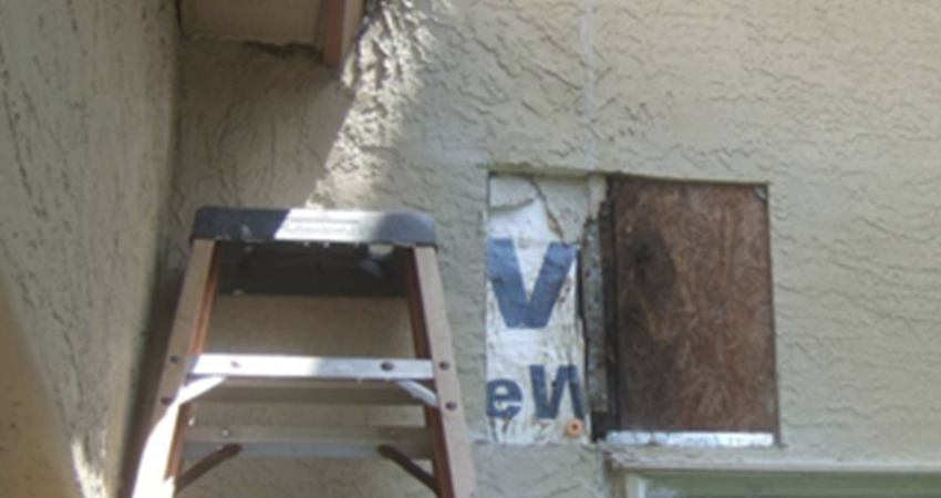 Destructive Test Damage Behind Stucco Found During Work Orders